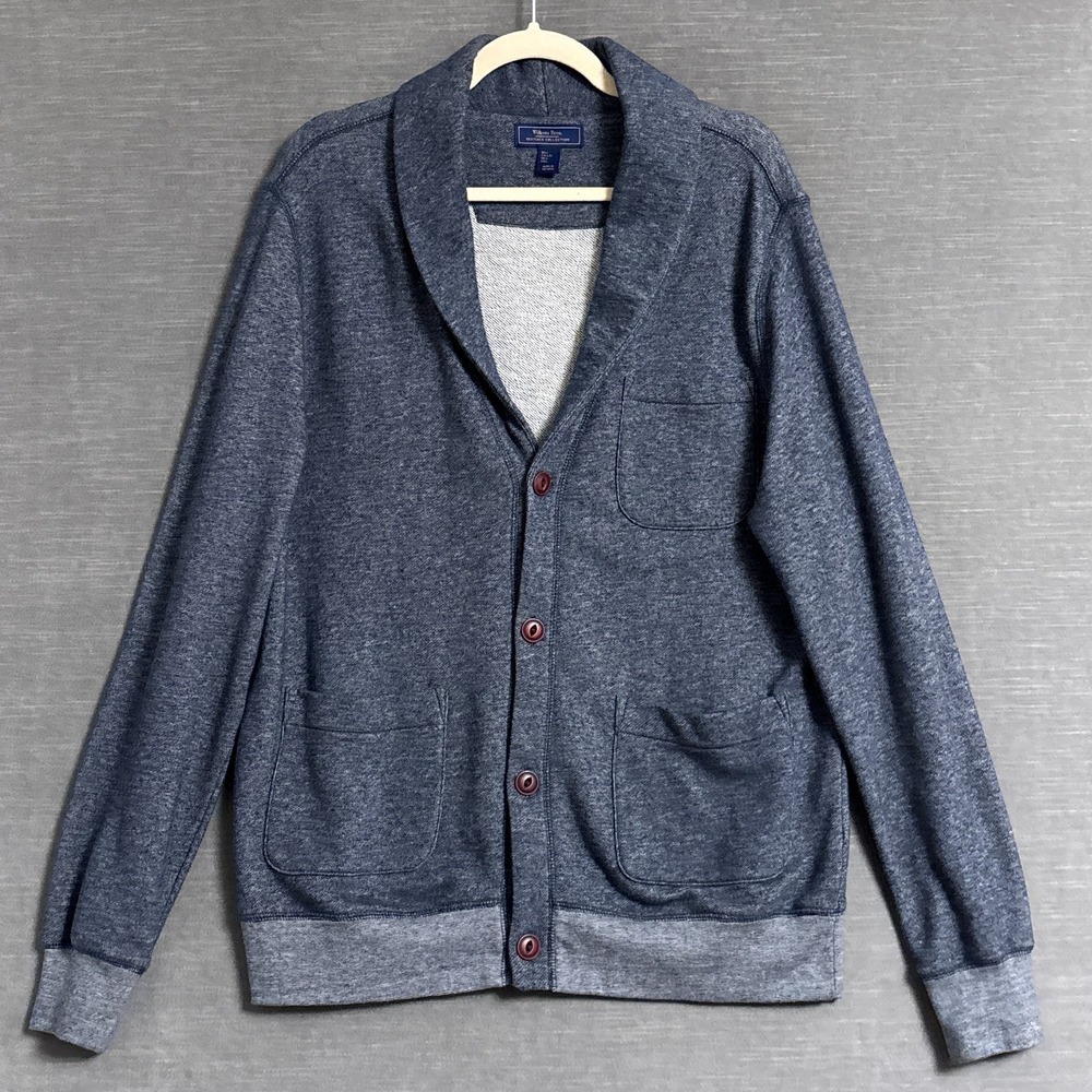 Wilkens Bros Heritage Cardigan L Blue Shawl‎ Collar Cotton Preppy Casual Classic